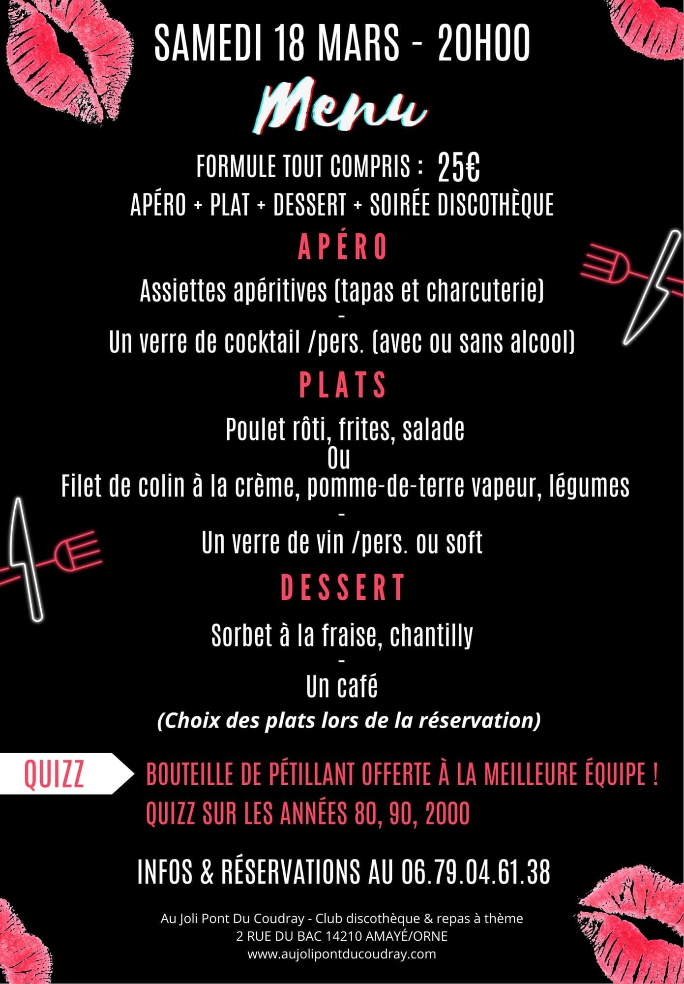 23-03-18 Menu La nuit des rencontres 23-03-18 Menu La nuit des rencontres