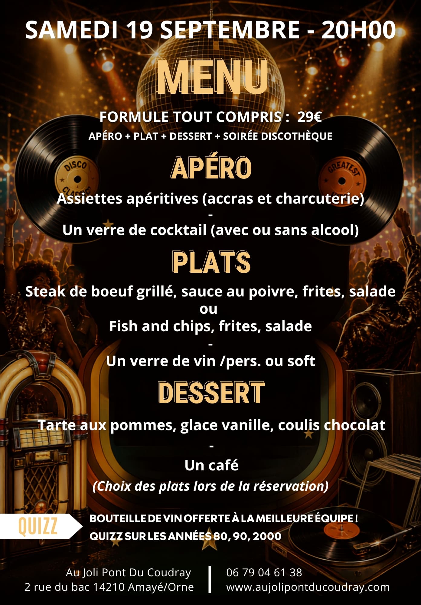 26-09-19 La Nuit des Tubes 70 80 Menu